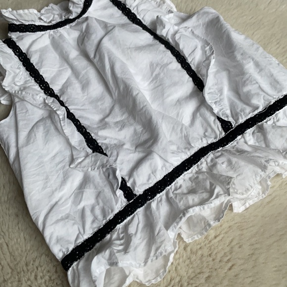 Janie And Jack | White Ruffle High Neck Sleeveless Blouse | 6 - Picture 4 of 11
